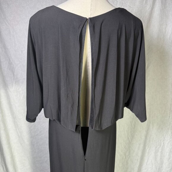 BHLDN Thorton Black Maxi Wrap Dress Sz 18 V-Neck Flutter Sleeve Gown Made In USA - Picture 12 of 15